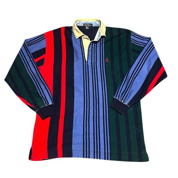 Nautica Other - Vintage Nautica Sz Large Rugby Color block Polo Shirt Long Sleeve